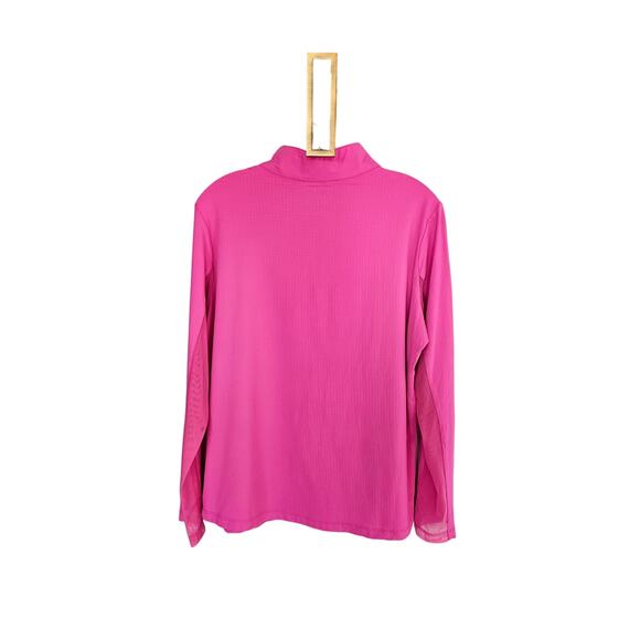 IBKUL Women's Hot Pink Solid Long Sleeve Quarter Zip Top Size X-Large - Picture 9 of 12